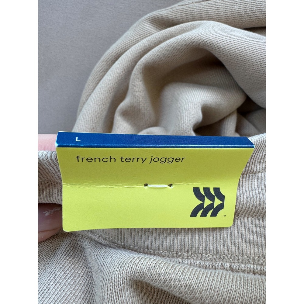 All in Motion | Mens French Terry Jogger Pants in Sand Tan Beige Size L NEW - Picture 8 of 10